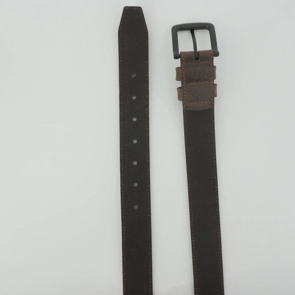 Lucky Brand Leather Belt Mens 36 Dark Brown Matte Black Buckle LOPM-3603